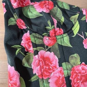 Alice & Olivia Floral Black and Pink Silk Corset